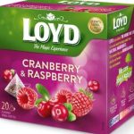 چای کیسه ای هرمی لوید LOYD مدل زغال اخته و تمشک cranberry & raspberry پک 20 تایی